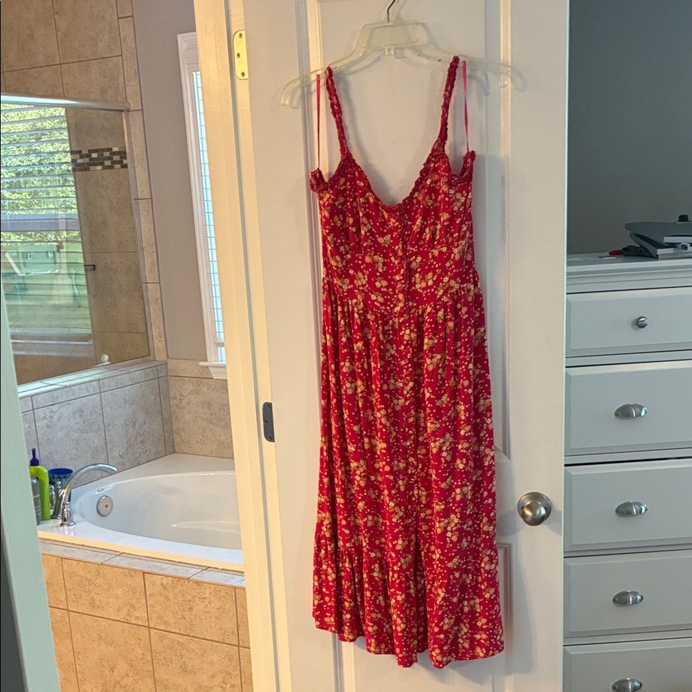 Patrons of Peace Red Floral Midi Dress